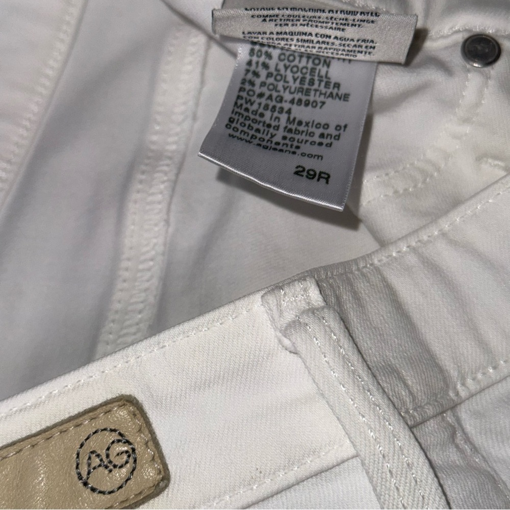AG The Farrah high rise skinny ankle jean in white sz 29 Raw hem slim - Picture 6 of 13